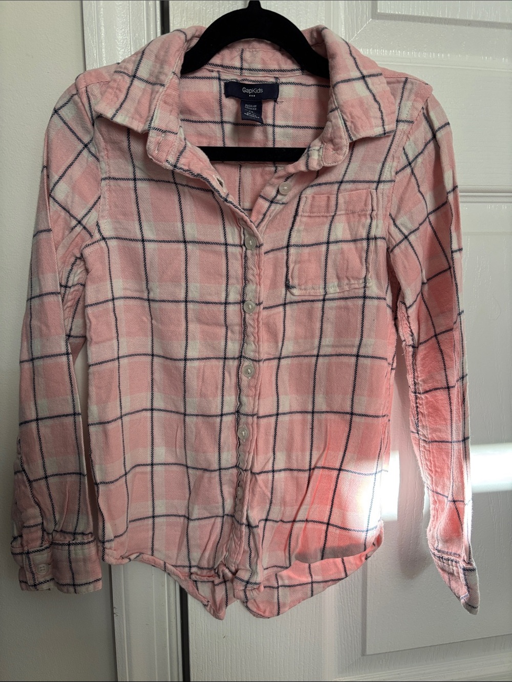 GAP Pink and White Plaid Button-Front Shirt